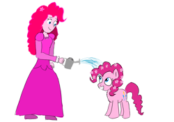 Size: 3543x2480 | Tagged: safe, artist:horsesplease, pinkie pie, pony, equestria girls, behaving like a tree, cherry blossoms, clothes, dress, flower, flower blossom, human ponidox, paint tool sai, pink, sakura pie, self ponidox, watering can