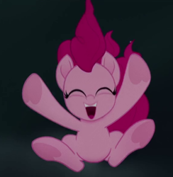 Size: 570x584 | Tagged: safe, screencap, pinkie pie, earth pony, pony, my little pony: the movie, cropped, eyes closed, female, mare, open mouth, solo, underhoof