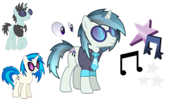 Size: 1024x604 | Tagged: safe, artist:farg2003, dj pon-3, neon lights, rising star, vinyl scratch, pony, unicorn, clothes, cutie mark, fusion, fusion:led glow, music notes, necktie, shirt, simple background, sunglasses, transparent background