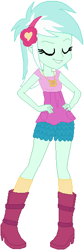 Size: 176x525 | Tagged: safe, artist:ra1nb0wk1tty, lyra heartstrings, equestria girls, boots, clothes, cutie mark necklace, eyes closed, hand on hip, high heel boots, simple background, socks, solo, white background