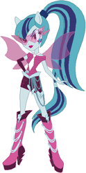 Size: 301x608 | Tagged: safe, artist:ra1nb0wk1tty, sonata dusk, equestria girls, rainbow rocks, boots, clothes, fin wings, glasses, hand on hip, high heel boots, looking at you, ponied up, ponytail, simple background, skirt, solo, white background, wings