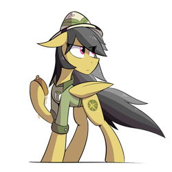 Size: 1000x1000 | Tagged: safe, artist:malphee, daring do, pony, chronometer, clothes, hat, hoof hold, pith helmet, simple background, solo, white background