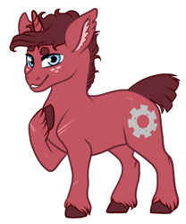 Size: 1024x1228 | Tagged: safe, artist:loryska, oc, oc only, oc:brick, pony, unicorn, magical gay spawn, male, offspring, parent:trenderhoof, parent:zephyr breeze, parents:trenderbreeze, simple background, solo, stallion, white background