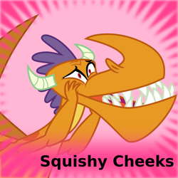 Size: 1024x1024 | Tagged: safe, artist:melisareb, billy (dragon), dragon, sweet and smoky, .svg available, adorabilly, cute, derpibooru, male, meta, solo, spoilered image joke, squishy cheeks, svg, teeth, vector