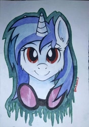 Size: 1511x2160 | Tagged: safe, artist:php97, dj pon-3, vinyl scratch, pony, music, solo, traditional art, watercolor painting, wrong eye color