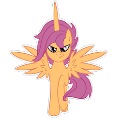 Size: 1600x1600 | Tagged: safe, artist:pvt-llama, scootaloo, alicorn, pony, alicornified, race swap, scootacorn, simple background, solo, transparent background