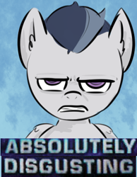 Size: 299x385 | Tagged: safe, artist:nobody, rumble, pegasus, pony, absolutely disgusting, bust, disgusted, expand dong, exploitable meme, looking at you, meme, solo