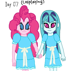 Size: 1500x1532 | Tagged: safe, artist:ktd1993, pinkie pie, sonata dusk, equestria girls, female, lesbian, pinata (ship), shipping, the shining