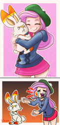 Size: 723x1499 | Tagged: safe, artist:kprovido, fluttershy, human, abuse, clothes, comic, crossover, crying, cute, do not want, dress, eyes closed, flutterbuse, humanized, pokemon sword and shield, pokémon, scorbunny, shyabetes, varying degrees of want