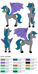 Size: 768x1503 | Tagged: safe, artist:darkhestur, oc, oc only, oc:kyna, bat pony, pony, colour guide, holly, reference sheet, simple background, solo, unshorn fetlocks, white background