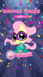 Size: 720x1280 | Tagged: safe, fluttershy, saddle rager, pegasus, pony, chibi, cute, female, mare, pocket ponies, power ponies, shyabetes, solo