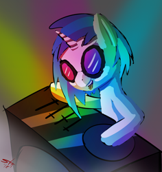 Size: 1280x1354 | Tagged: safe, artist:starkdust, dj pon-3, vinyl scratch, pony, unicorn, 30 minute art challenge, solo, turntable