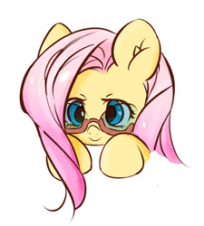 Size: 607x674 | Tagged: safe, artist:ogebo go, fluttershy, pegasus, pony, adorkable, bust, cute, dork, female, glasses, pixiv, portrait, shyabetes, simple background, solo, white background