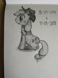 Size: 3120x4156 | Tagged: safe, artist:php51, applejack, earth pony, pony, sitting, solo, traditional art