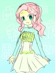 Size: 768x1024 | Tagged: safe, artist:sakurai, fluttershy, better together, equestria girls, so much more to me, clothes, cute, dress, female, pixiv, shyabetes, solo