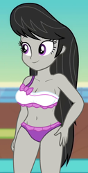 Size: 470x927 | Tagged: safe, edit, edited screencap, editor:ah96, screencap, octavia melody, better together, equestria girls, spring breakdown, belly button, bikini, bikini babe, breast edit, breasts, cleavage, clothes, cropped, female, midriff, orbtavia, sexy, solo, swimsuit, thighs