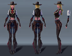 Size: 1024x793 | Tagged: safe, artist:sunset tide, applejack, human, belly button, boots, call of juarez, cowboy, cowboy hat, cowgirl, female, gray background, hat, high heel boots, holster, humanized, midriff, shoes, simple background, solo, species swap