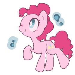 Size: 600x600 | Tagged: safe, artist:ume89s, pinkie pie, pony, female, looking up, mare, raised hoof, smiling, solo