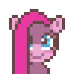 Size: 1000x1000 | Tagged: safe, artist:ume89s, pinkie pie, earth pony, pony, bust, cute, cuteamena, female, looking at you, mare, pinkamena diane pie, pixel art, portrait, smiling, solo