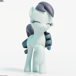 Size: 2048x2048 | Tagged: safe, artist:therealdjthed, coloratura, earth pony, pony, 3d, 3d model, adorable face, blender, cute, cycles, cycles render, eyes closed, female, mare, model:djthed, one hoof raised, rara, rarabetes, simple background, smiling, solo, standing, white background