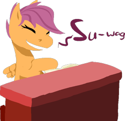 Size: 583x567 | Tagged: safe, artist:tempusfidgets, scootaloo, piano, solo, swag