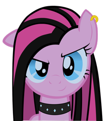 Size: 900x1003 | Tagged: safe, artist:pondisciom, pinkie pie, earth pony, pony, collar, ear piercing, female, jewelry, looking at you, mare, piercing, pinkamena diane pie, punk, punkamena, punkie pie, smiling, solo