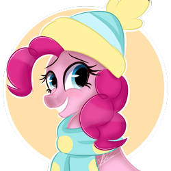 Size: 1181x1181 | Tagged: safe, artist:sweetkllrvane, pinkie pie, earth pony, pony, cute, diapinkes, female, grin, hat, mare, smiling, solo