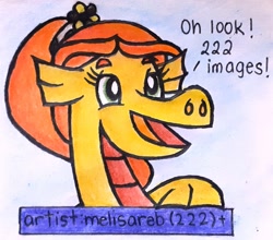 Size: 1865x1640 | Tagged: safe, artist:melisareb, oc, oc only, oc:radomila radon, siren, 222, barely pony related, cute, derpibooru, meta, milestone, ocbetes, solo, tags, traditional art