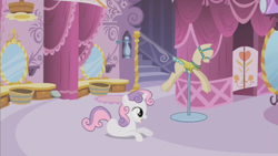 Size: 853x480 | Tagged: safe, screencap, sweetie belle, sisterhooves social, carousel boutique, solo