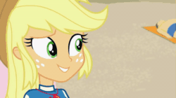 Size: 883x496 | Tagged: safe, screencap, applejack, rarity, better together, equestria girls, lost and found, animated, close-up, cute, duo, ear piercing, female, gif, piercing, please, raribetes