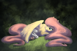 Size: 1500x1000 | Tagged: safe, artist:kallarmo, fluttershy, pegasus, pony, rabbit, caring, cute, female, fluttermom, forest, mare, shyabetes, smiling