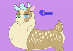 Size: 5000x3500 | Tagged: safe, artist:midnight_mare, oc, deer, reindeer, them's fightin' herds, :3, community related, fluffy, heterochromia, looking at you, meta, simple background, spots, tfh oc, twitter