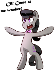 Size: 689x900 | Tagged: safe, artist:acharmingpony, edit, octavia melody, earth pony, pony, cockney, come at me bro, octchavia, oi, vulgar, wanker