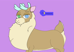 Size: 5000x3500 | Tagged: safe, alternate version, artist:midnight_mare, oc, deer, reindeer, them's fightin' herds, community related, fluffy, heterochromia, looking at you, meta, simple background, tfh oc, twitter