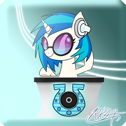 Size: 2000x2000 | Tagged: safe, artist:phoenixrk49, dj pon-3, vinyl scratch, pony, unicorn, female, glasses, headphones, looking at you, mare, solo