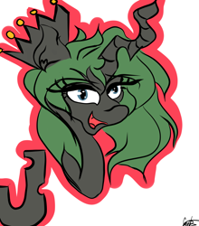 Size: 8787x10000 | Tagged: safe, artist:obnoxiousbugfag, oc, oc only, oc:verita white, changeling, changeling queen, absurd resolution, changeling oc, changeling queen oc, female, green changeling, playing card, simple background, solo, white background