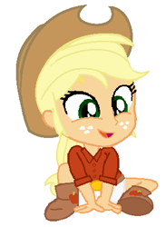 Size: 320x436 | Tagged: safe, artist:wesleyabram, applejack, equestria girls, baby, babyjack, diaper, simple background, solo, younger