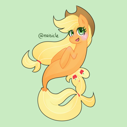 Size: 1024x1024 | Tagged: safe, artist:ofruittango, applejack, seapony (g4), applejack's hat, cowboy hat, female, hat, mare, seaponified, seapony applejack, solo, species swap