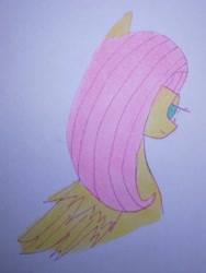 Size: 1536x2048 | Tagged: safe, artist:mii-chan, derpibooru import, fluttershy, pegasus, pony, hair over one eye, meta, traditional art