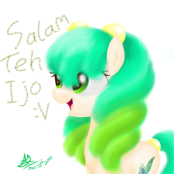 Size: 2048x2048 | Tagged: safe, artist:matchapony, oc, oc only, oc:salam teh ijo, earth pony, pony, female, mare, simple background, solo, white background