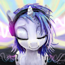 Size: 1560x1560 | Tagged: safe, artist:xbi, dj pon-3, vinyl scratch, pony, unicorn, album cover, both cutie marks, eyes closed, female, headphones, mare, music notes, solo