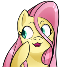 Size: 1000x900 | Tagged: safe, artist:puddingskinmcgee, fluttershy, pegasus, pony, :3, :3c, blushing, bust, cute, female, looking away, looking sideways, mare, open mouth, portrait, raised hoof, shyabetes, simple background, solo, stray strand, transparent background