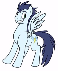 Size: 293x360 | Tagged: safe, artist:thewonderpuppet, soarin', pony, green eyes, old, old cutie mark, older, simple background, solo, white background, wonderbolts