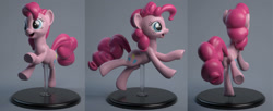 Size: 2229x913 | Tagged: safe, artist:hashbro, pinkie pie, pony, 3d, prototype, render, solo