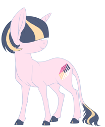 Size: 1024x1228 | Tagged: safe, artist:loryska, oc, oc only, oc:sophie, pony, unicorn, cloven hooves, female, hair over eyes, magical lesbian spawn, mare, offspring, parent:maud pie, parent:rarity, parents:rarimaud, simple background, solo, white background