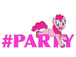 Size: 768x578 | Tagged: safe, artist:princessmuffinart, pinkie pie, pony, cute, design, hashtag, jumping, running, shirt design, smiling, teepublic