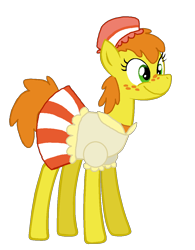 Size: 881x1131 | Tagged: safe, artist:bronybase, artist:starryoak, carrot cake, coffee cake, cream cake, earth pony, pony, clothes, female, freckles, hat, mare, rule 63, simple background, skirt, solo, transparent background