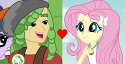 Size: 1036x532 | Tagged: safe, edit, screencap, fluttershy, microchips, sandalwood, a fine line, equestria girls, equestria girls series, legend of everfree, female, male, sandalshy, shipping, shipping domino, straight