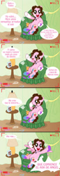 Size: 1024x2978 | Tagged: safe, artist:shinta-girl, oc, oc only, oc:shinta pony, angel pony, aaron pony, ask a pony, comic, male, paint, paint on fur, sofa, solo, spanish, tumblr