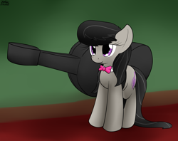 Size: 2068x1639 | Tagged: safe, artist:the-furry-railfan, octavia melody, earth pony, pony, bowtie, carrying, cello, cello case, indoors, musical instrument, smiling, solo